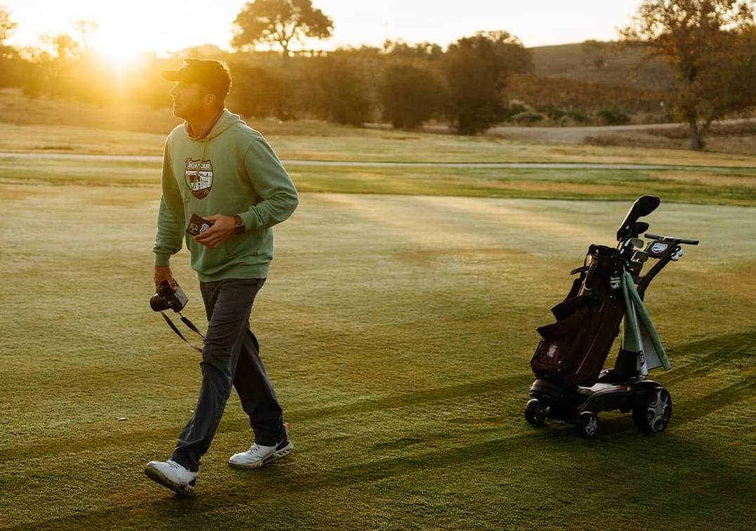 Patrick-Koenig-with-Stewart-Golf-Trolley