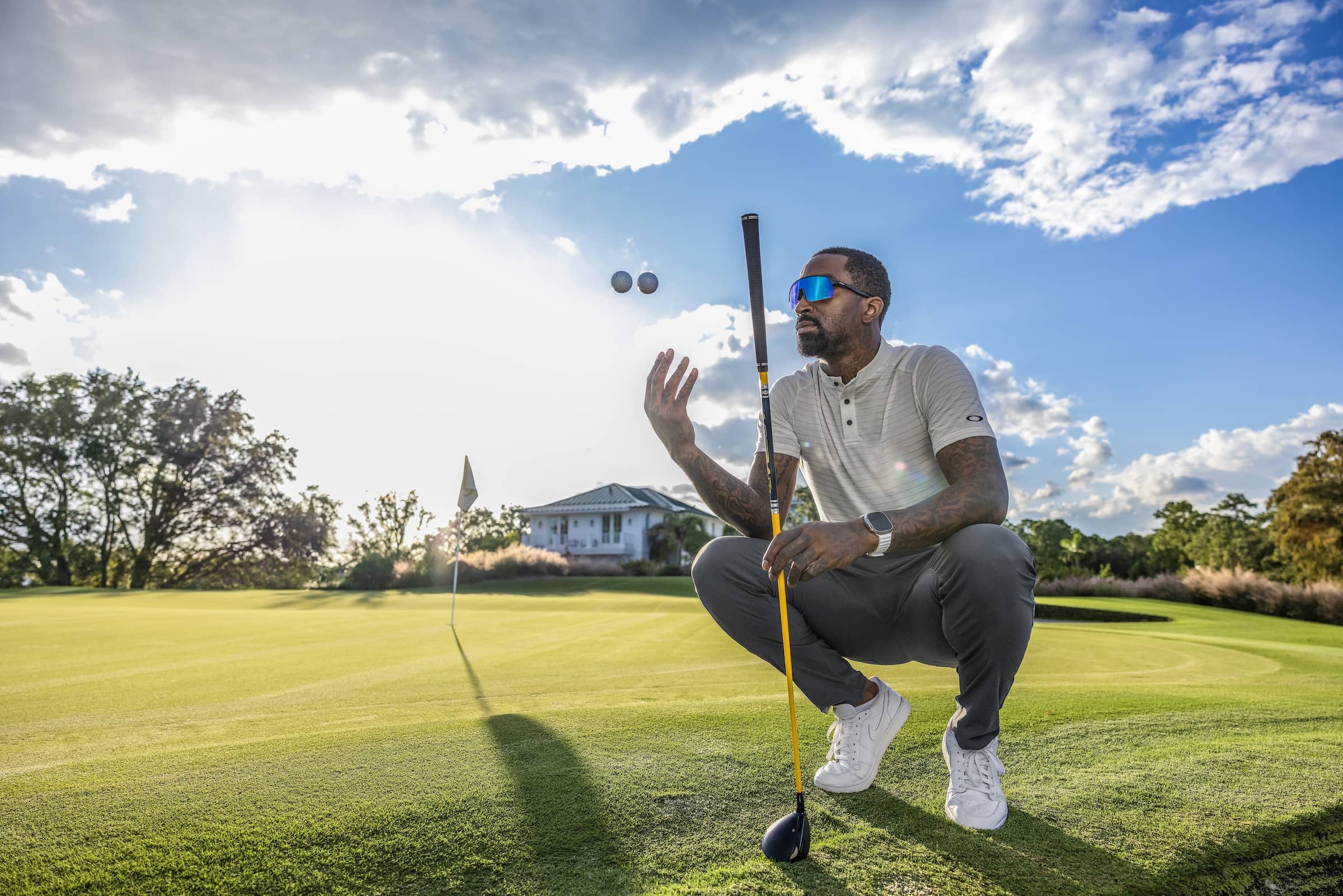 JR Smith wearing Oakley sunglasses on golf course