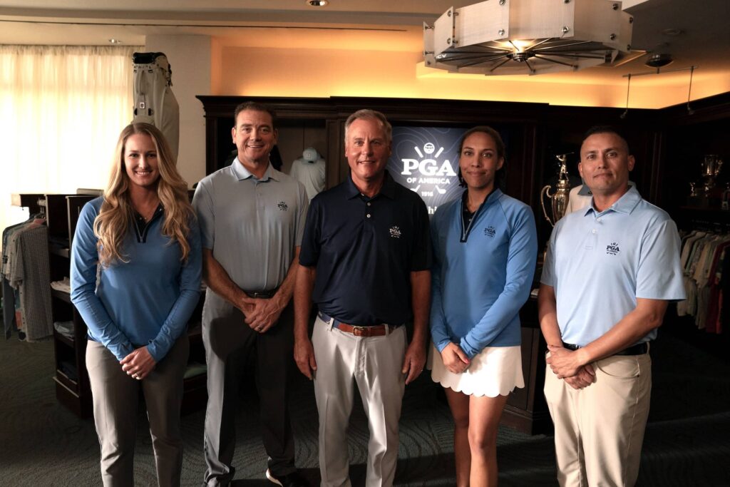 Tony Pancake PGA middle with from left-to-right Amberlynn Dorsey PGA John Kulow PGA Reina Kearns PGA James Davenport PGA Associate