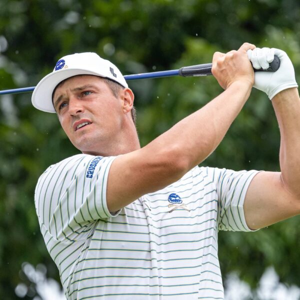 Captain Bryson DeChambeau of Crushers GC hits his shot from the fifth tee during the second round of LIV Golf Singapore at Sentosa Golf Club on Saturday, May 04, 2024 in Sentosa, Singapore.