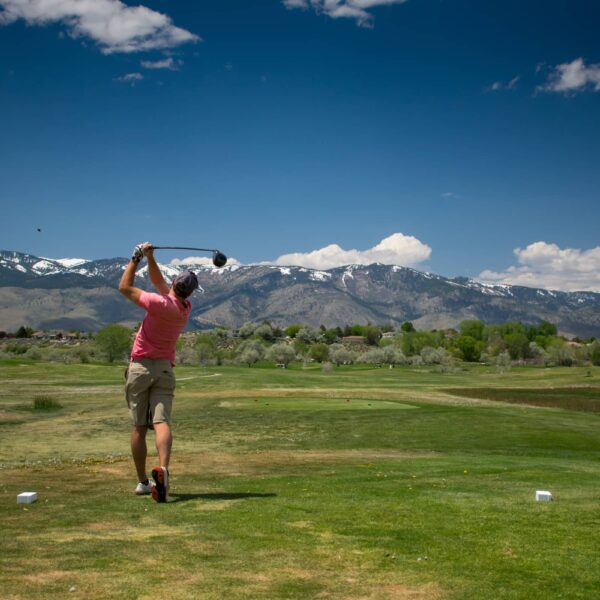 Amateur Golfer Driving On Tahoe Golf Course