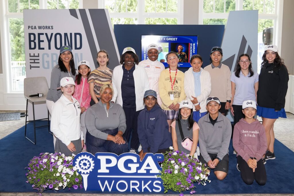 Renee Powell and Mariah Stackhouse on the panel during the PGA WORKS Beyond the Green.