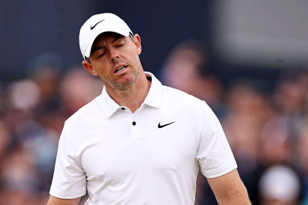 A dismayed looking Rory McIlroy