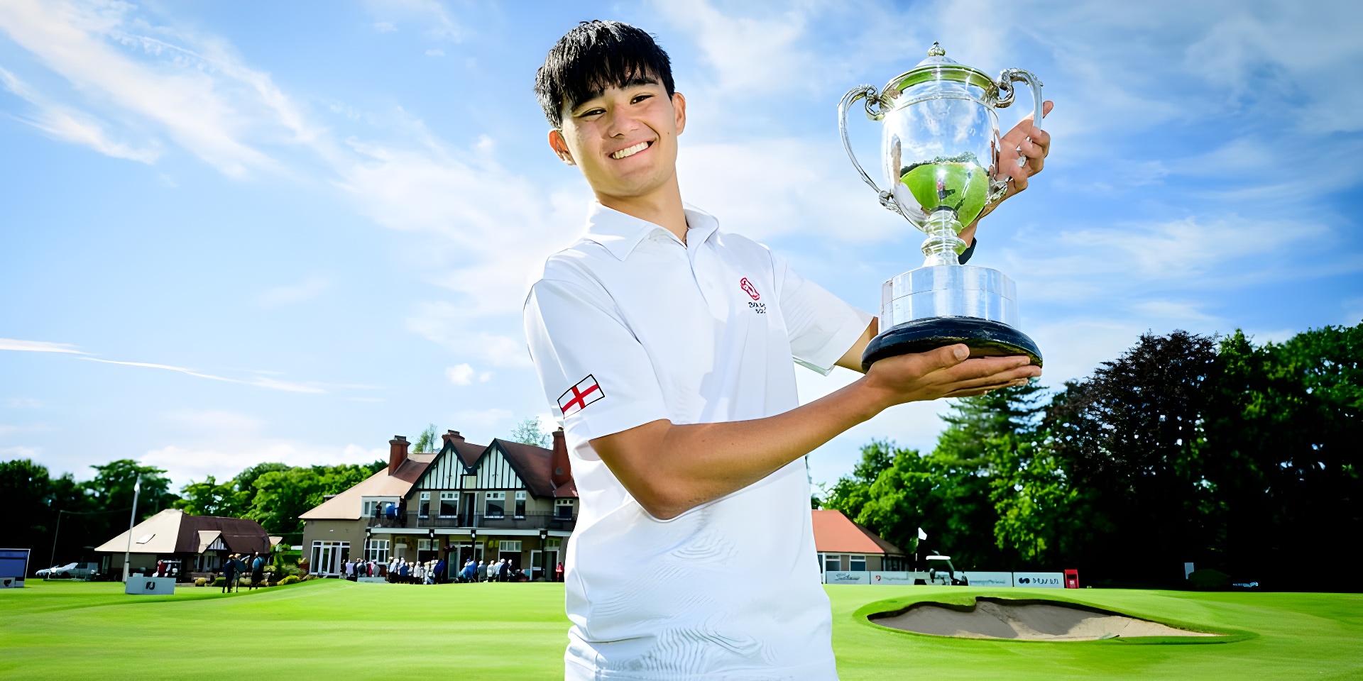 Daniel Hayes holds Harris Trophy