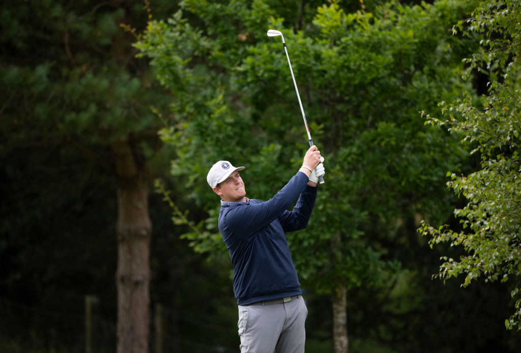 Deon Germishuys of South Africa on the 8th fairway on day one of the Farmfoods Scottish Challenge