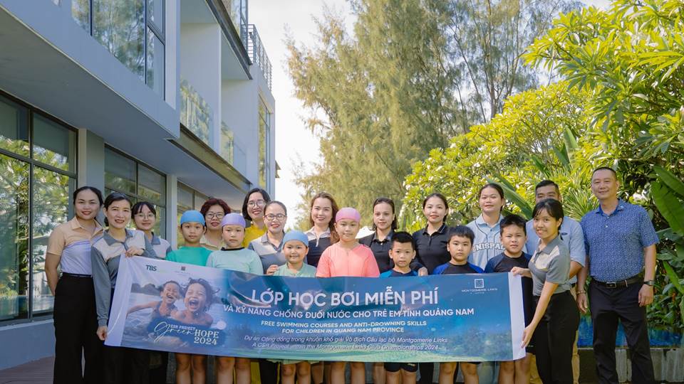 Green Hope 2024, supported by Montgomerie Links, offers free swimming lessons to children in Quang Nam province