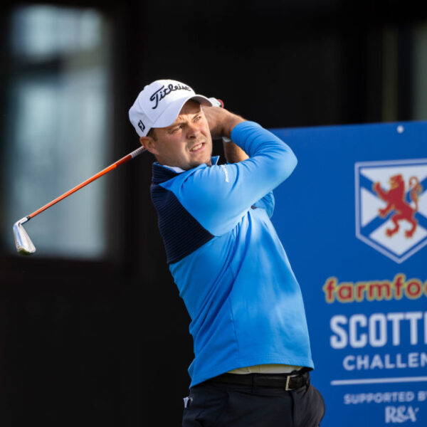 Jack McDonald of Scotland tees off the 10th on day two of the Farmfoods Scottish Challenge supported by the R&A at Newmachar Golf Club