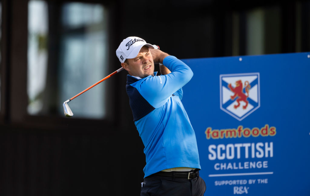 Jack McDonald of Scotland tees off the 10th on day two of the Farmfoods Scottish Challenge supported by the R&A at Newmachar Golf Club