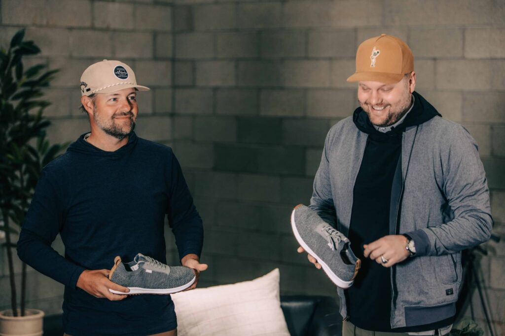 Jason and Ryan Moore with their latest shoe design