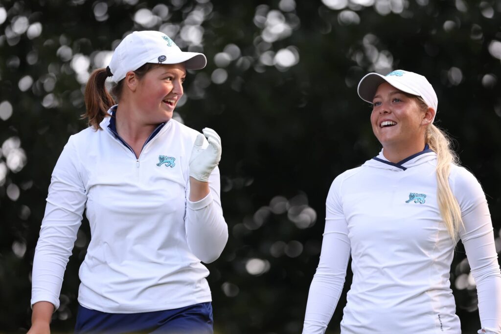 Lottie Woad and Sara Byrne impressed on day one of the Curtis Cup at Sunningdale