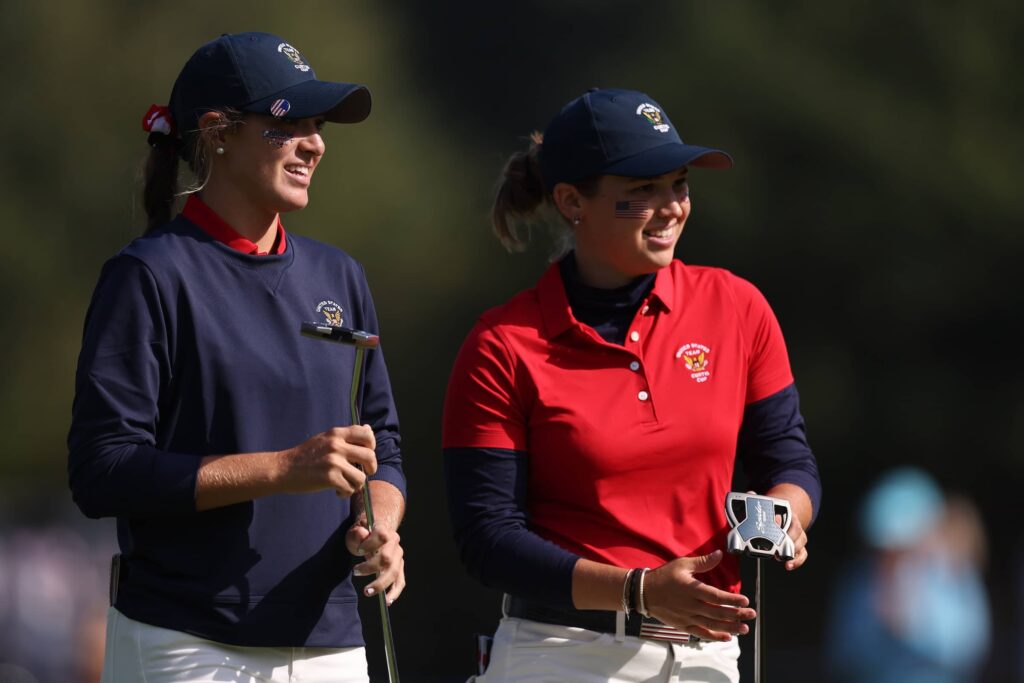 Melanie Green and Rachel Kuehn claimed the first point of the 43rd Curtis Cup at Sunningdale