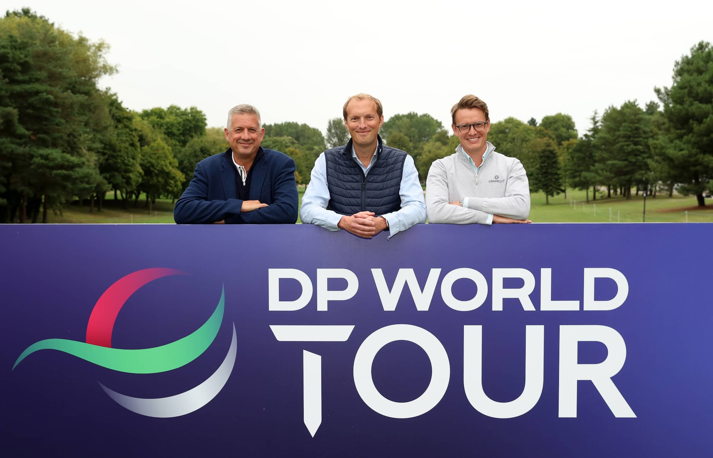 Paul Homersham, CEO of Clere Golf, Richard Bunn, Chief Revenue and Content Officer at the DP World Tour, and David Gregory, Director of Tour Services at Clere Golf