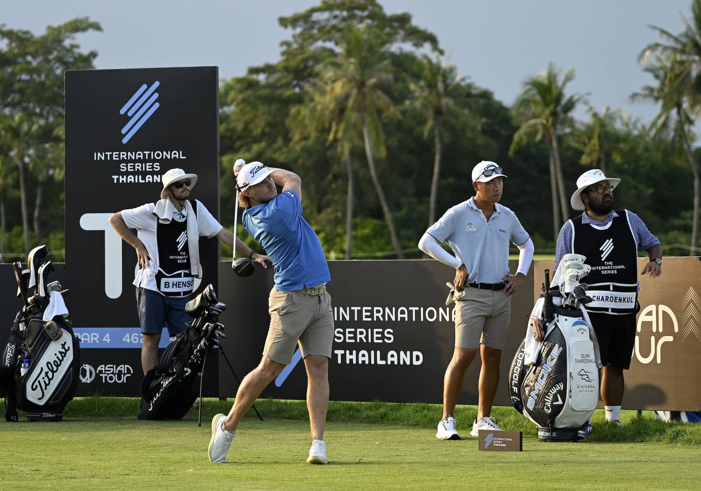 Jed Morgan pictured on the 11th tee at Thai Country Club for International Series Thailand, the sixth of 10 events on The International Series in 2024.