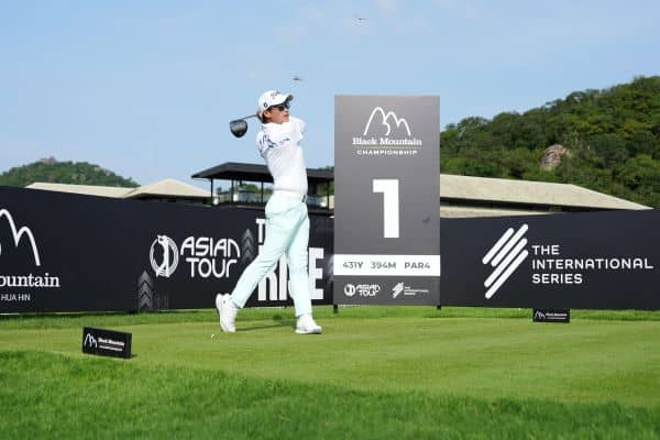 Local hero Rattanon Wannasrichan hits driver during the pro-am ahead of the Black Mountain Championship in Hua Hin, Thailand