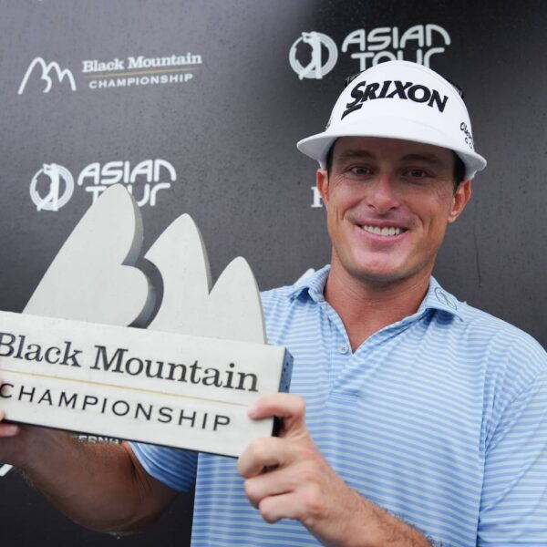 Michael Maguire pictured with the Black Mountain Championship trophy