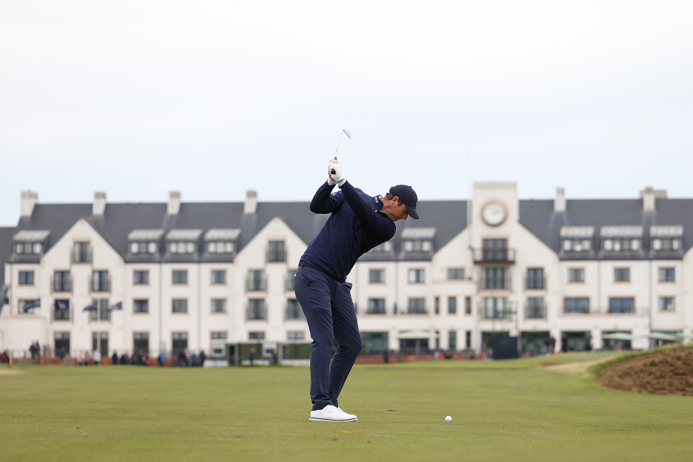 Nicolas Colsaerts of Belgium plays his second shot on the 18th hole during day two of the Alfred Dunhill Links Championship 2024 at Carnoustie Golf Links Carnoustie, Scotland