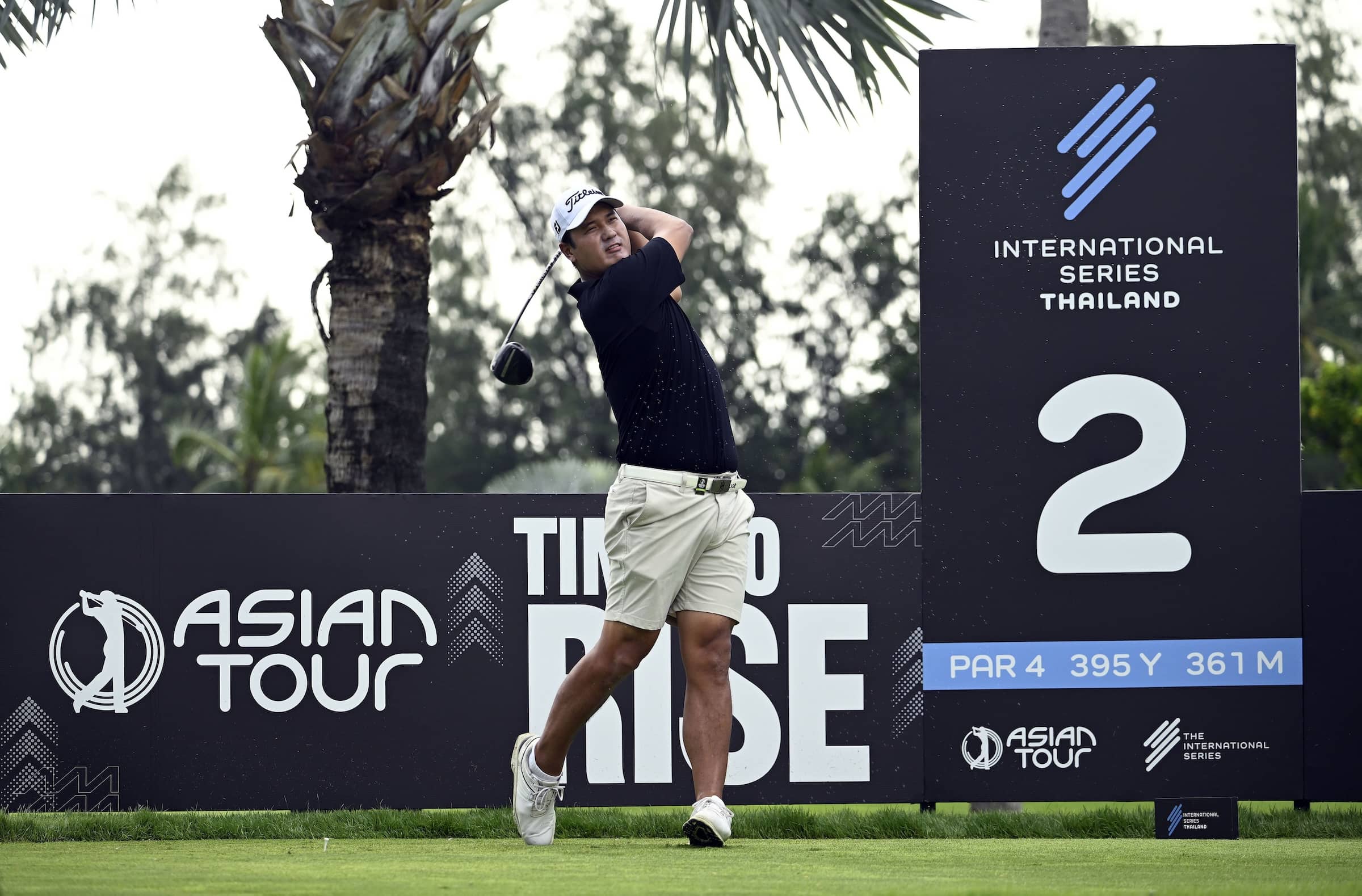 Sihwan Kim pictured on the second hole at Thai Country Club ahead of International Series Thailand, the sixth of 10 events on The International Series schedule in 2024