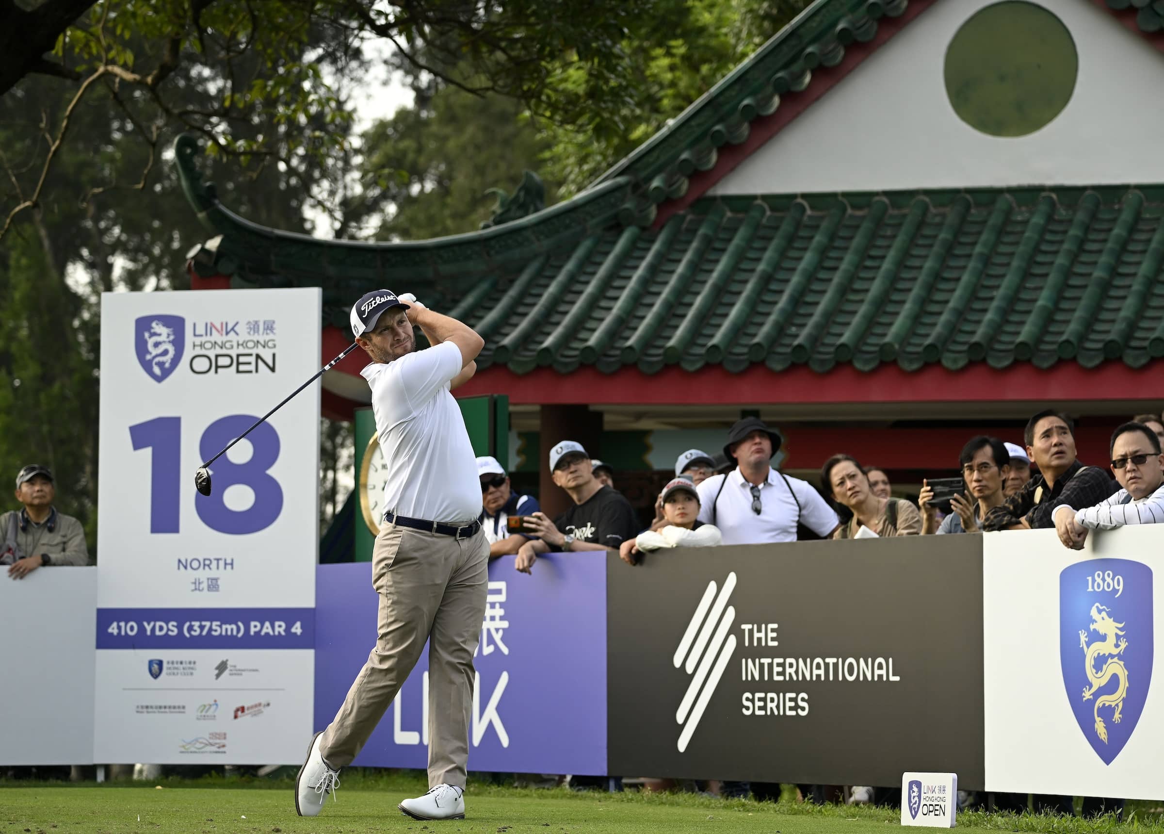 Ben Campbell pictured on the 18th hole at the Hong Kong Golf Club, at the Link Hong Kong Open, the eighth of 10 events on The International Series in 2024.