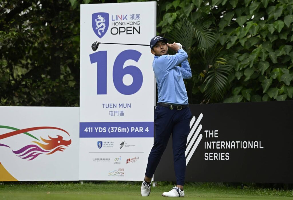 Nitithorn Thippong pictured on the 16th hole at the Hong Kong Golf Club, at the Link Hong Kong Open, the eighth of 10 events on The International Series in 2024.