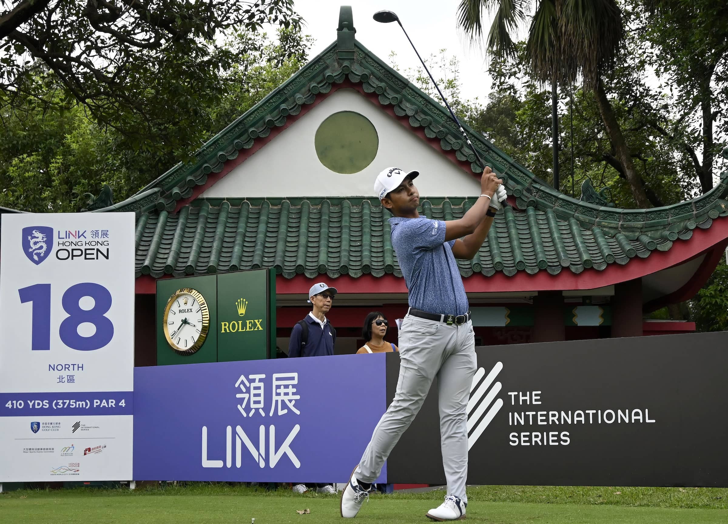 Nitithorn Thippong pictured on the 18th tee at Hong Kong Golf Club