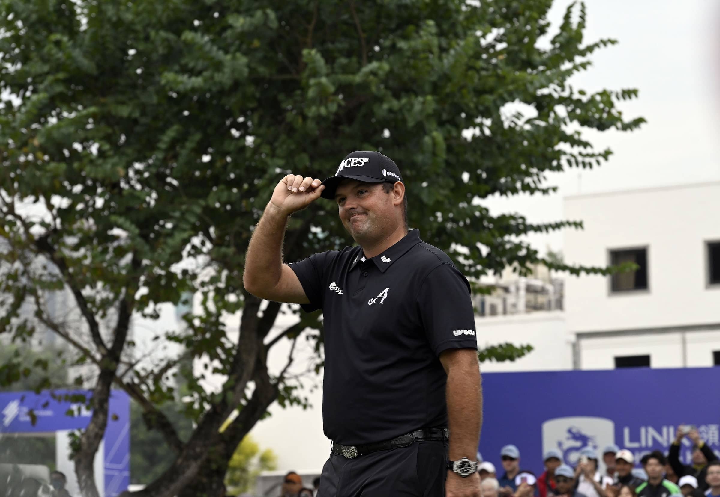 Patrick Reed pictured following his win at Hong Kong Golf Club in the Link Hong Kong Open, the eighth of 10 events on The International Series in 2024