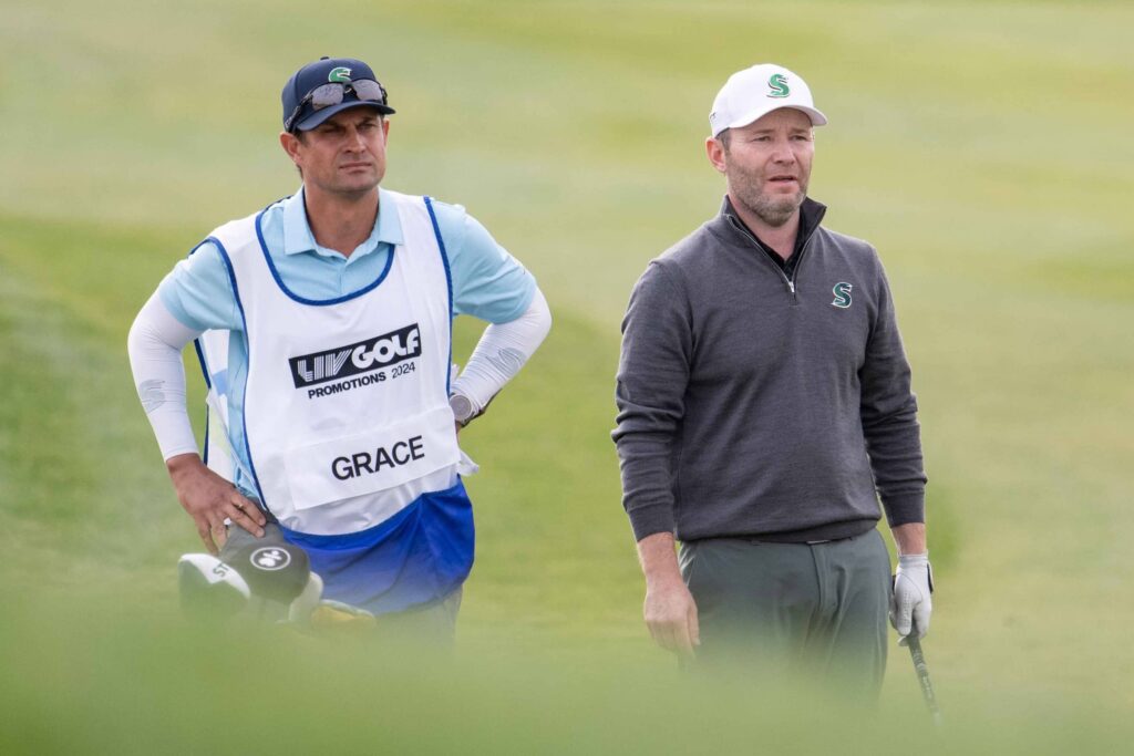 Branden Grace of South Africa finished tied second at LIV Golf Promotions at Riyadh Golf Club.