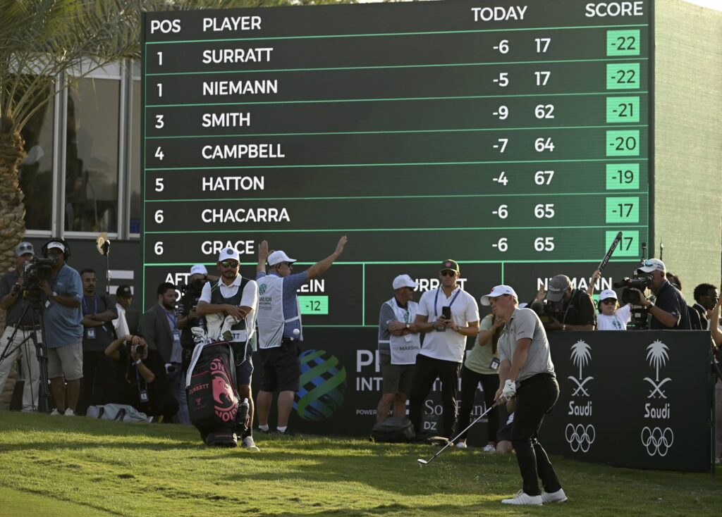 Caleb Surratt pictured at Riyadh Golf Club during the PIF Saudi International powered by SoftBank Investment Advisers, the final event on The International Series in 2024.