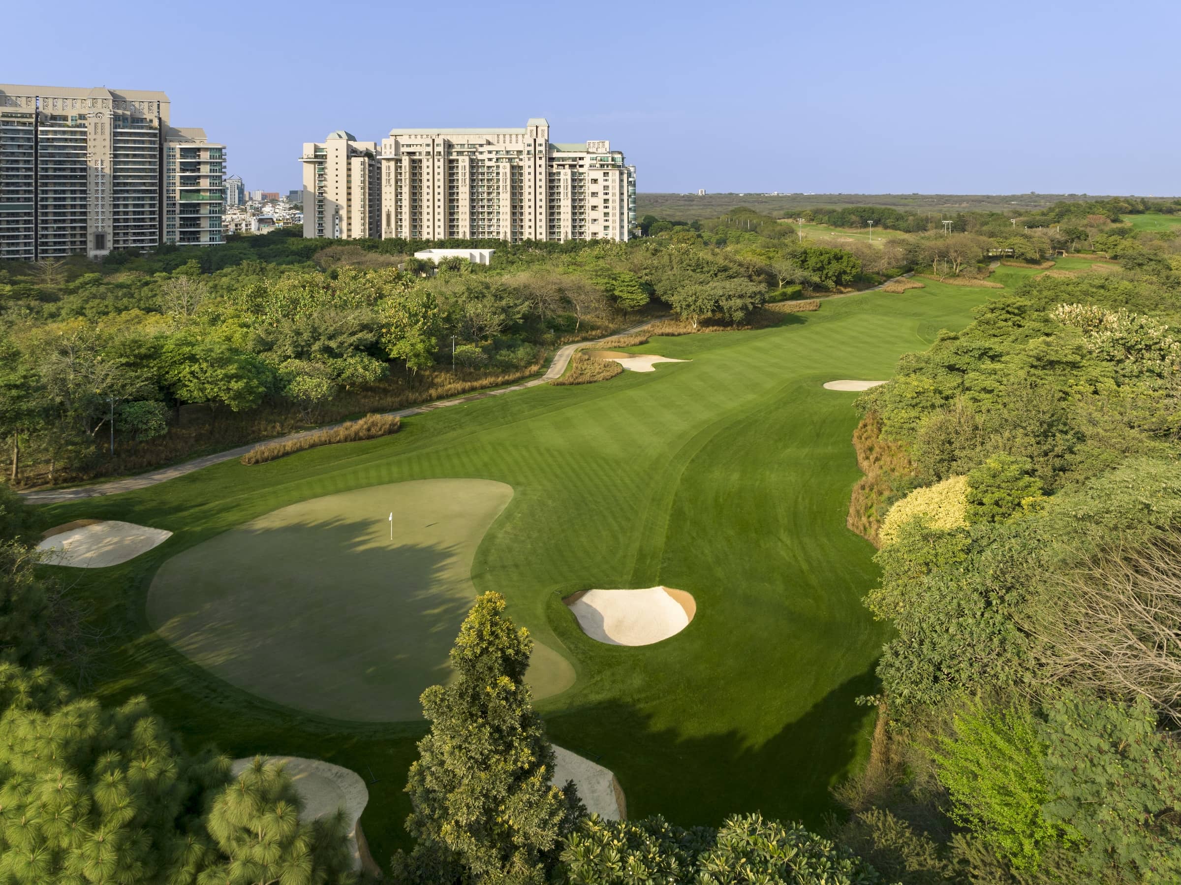 Hole one of the Gary Player-designed course at DLF Golf & Country Club