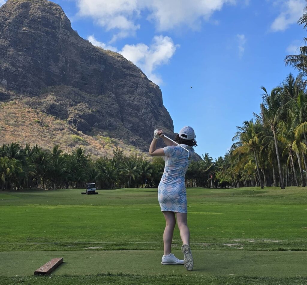 Golfer on Paradis Beachcomber Golf Driving Range