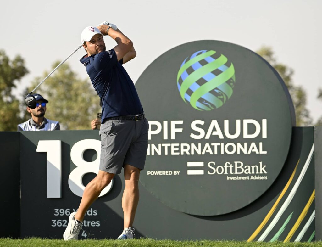 Peter Uihlein pictured on the 18th tee at Riyadh Golf Club