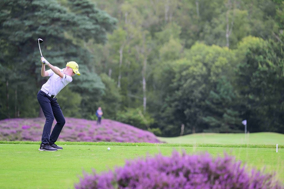 Young Golfer about to strike the ball