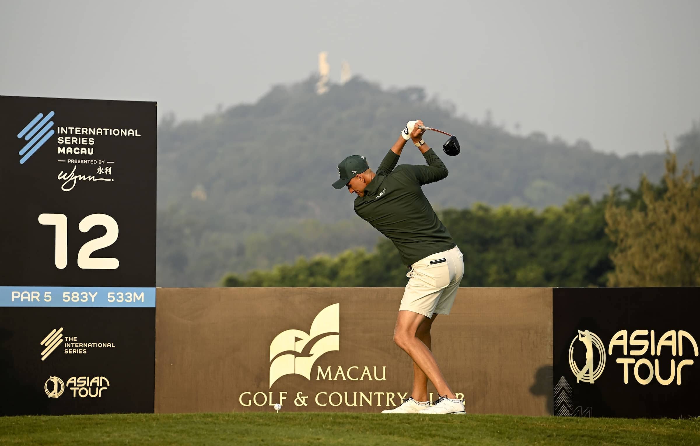 Adrian Meronk pictured on the 12th tee at Macau Golf and Country Club