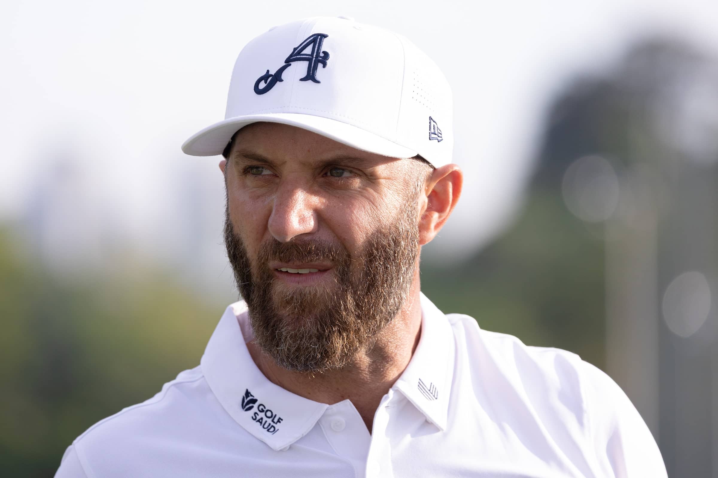 Captain Dustin Johnson of 4Aces GC seen on the driving range before the start of the first round of LIV Golf Singapore at Sentosa Golf Club in Sentosa, Singapore.