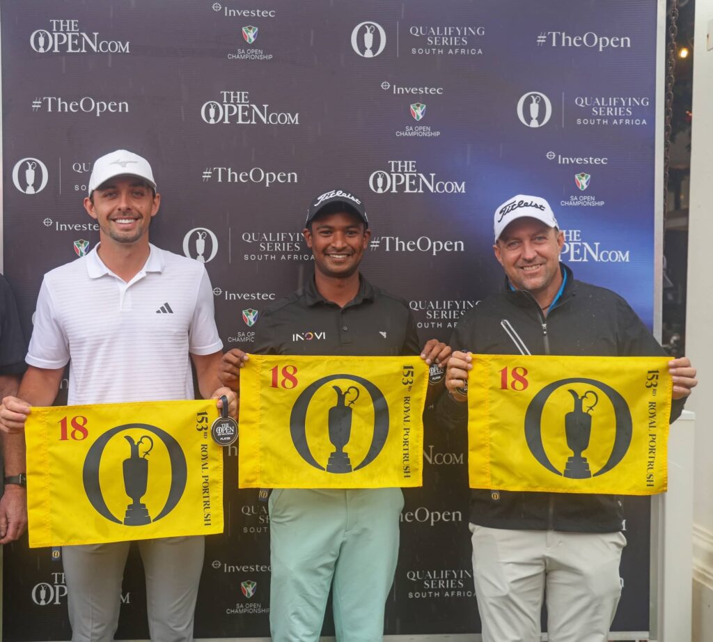 The Open qualifiers (from left to right) of Marco Penge, Dylan Naidoo and Darren Fichardt.