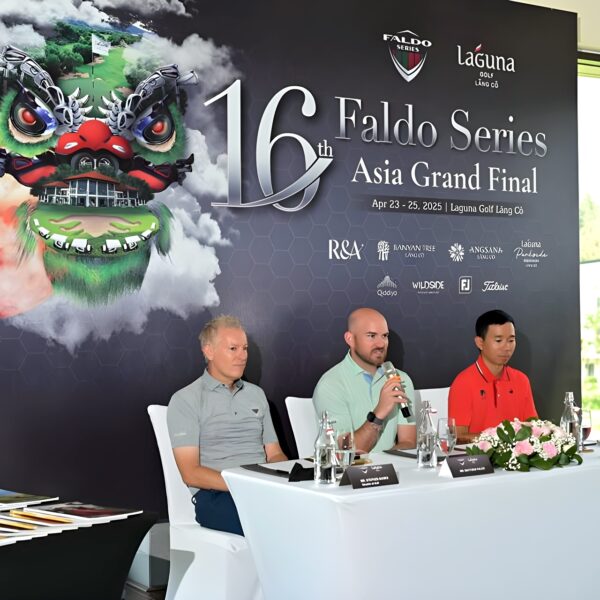 Matthew Faldo, centre, is bullish about Vietnam’s potential as a hub for golf in Asia