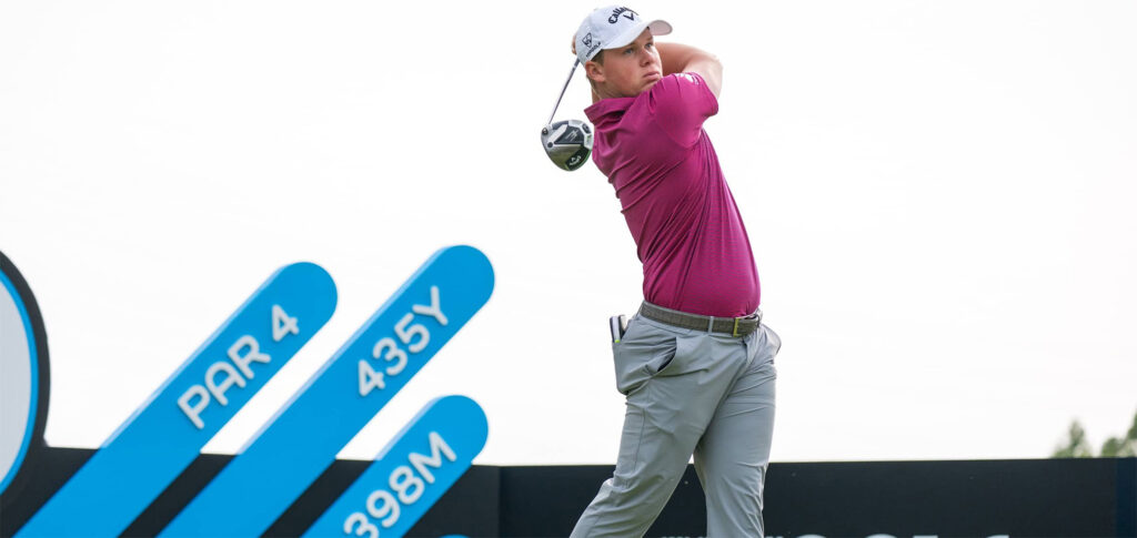 Caleb Surratt of America pictured hitting a tee shot during round two of International Series Japan presented by Moutai at Caledonian Golf Club. © Asian Tour