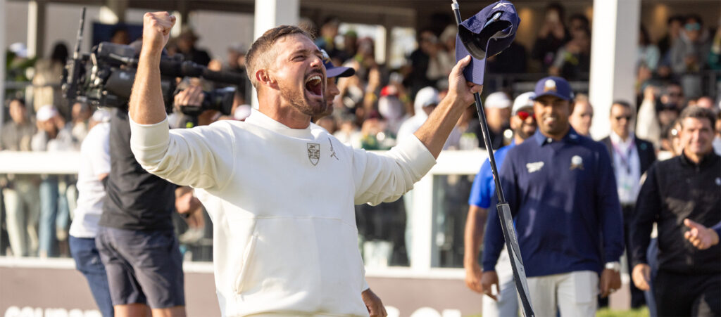 Captain Bryson DeChambeau of Crushers GC celebrates Korea win