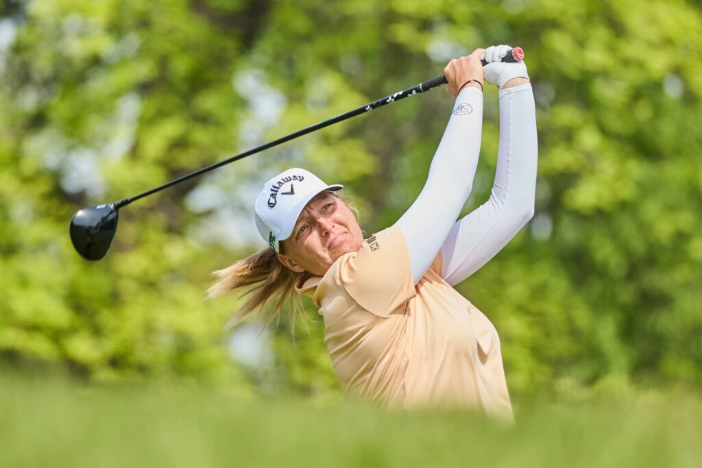 Perrine Delacour pictured at New Korea Country Club for the Aramco Korea Championship, the second of five events on the PIF Global Series in 2025.
