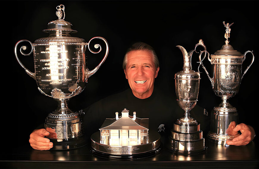 Gary Player with his trophies