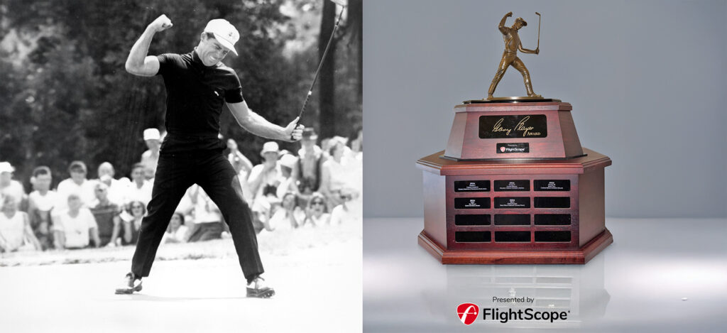 gary player celebrates on the green